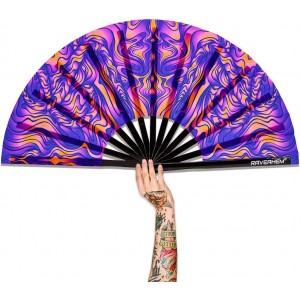 FORSUN 2 Pieces Handheld Fans, Silk Folding Fans with Bamboo Frames for Dancing Cosplay Wedding Party Props Decoration