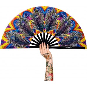 FORSUN 2 Pieces Handheld Fans, Silk Folding Fans with Bamboo Frames for Dancing Cosplay Wedding Party Props Decoration