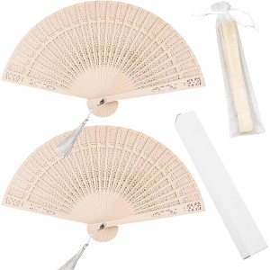 FORSUN 4 Pieces Handheld Fans, Silk Folding Fans with Bamboo Frames for Dancing Cosplay Wedding Party Props Decoration, White Blue