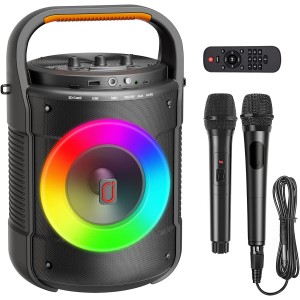 BONAOK  Bluetooth Karaoke Microphone for Kids & Adults, Wireless Rechargeable Mic with Built-in Stereo Speaker, Echo｜Duet Mode｜Recording｜Music Playback, Premium Leather Handle, Portable Storage Case