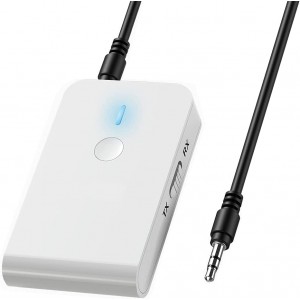 ziidoo Bluetooth 5.0 Transmitter and Receiver, 3-in-1 Wireless Bluetooth Adapter,Low Latency Bluetooth Audio Adapter for TV,Car,Home Stereo System(White) 