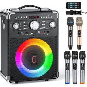 BONAOK  Bluetooth Karaoke Microphone for Kids & Adults, Wireless Rechargeable Mic with Built-in Stereo Speaker, Echo｜Duet Mode｜Recording｜Music Playback, Premium Leather Handle, Portable Storage Case
