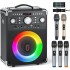 BONAOK  Bluetooth Karaoke Microphone for Kids & Adults, Wireless Rechargeable Mic with Built-in Stereo Speaker, Echo｜Duet Mode｜Recording｜Music Playback, Premium Leather Handle, Portable Storage Case
