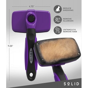 Solid Pet Slicker Brush - Dog & Cat Brush for Shedding & Grooming - Dematting & Detangling Self-Cleaning Brushes for Dogs, Cats & Pets 