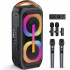 BONAOK Karaoke Machine with 3 Wireless Microphones, Portable Karaoke Machine for Party, TWS Wirelss Kareokee PA System Party Speaker w/Disco Lights, Remote Contro/USB/TF Card/AUX/REC