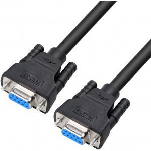 DTECH DB9 RS232 Serial Cable Female to Female Null Modem Cord Cross TX RX line for Data Communication (5 Feet, Black)