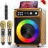 BONAOK Karaoke Machine with 3 Wireless Microphones, Portable Karaoke Machine for Party, TWS Wirelss Kareokee PA System Party Speaker w/Disco Lights, Remote Contro/USB/TF Card/AUX/REC