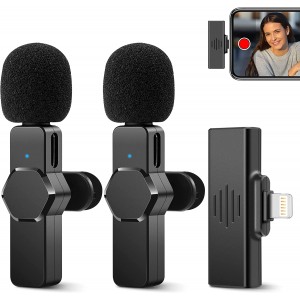 ISAIBELL 2-in-1 Wireless Lavalier Microphone for iPhone iPad, Plug-Play Wireless Mic for Recording, Live Stream, YouTube, TikTok, Facebook, Vlog, Interview, Noise Reduction Auto-Sync