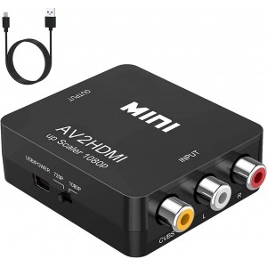 HMKCH HDMI to RCA, 1080p HDMI to AV 3RCA CVBs Composite Video Audio Converter Adapter Supports PAL/NTSC for TV Stick, Roku, Chromecast, Apple TV, PC, Laptop, Xbox, HDTV, DVD-Black