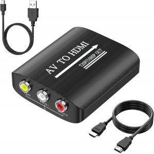 HMKCH RCA to HDMI,AV to HDMI Converter,Composite to HDMI Converter Compatible with WII,PS One,PS2,PS3,STB,Xbox,VHS,VCR,Blue-Ray DVD,with 3.3ft HDMI Cable