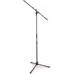 HMKCH Tripod Mic Stand with Soft Grip Twist Clutch, Boom Arm, and Both 3/8" and 5/8" Adapters; Min/Max Height - 6"/99" ,Black