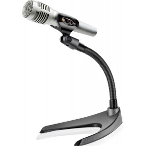 Raycon Desktop Microphone Stand - Universal Tabletop Mic Holder w/ Flexible 8.2'' Inch Gooseneck Mount and Solid U Shape Base - Perfect for Table Desk or Counter Black