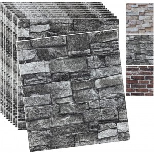 Sodeno 3D Wall Panels Peel and Stick, 14.5 Sq Ft Coverage,Printable Faux Brick Wallpaper Sticker with Self-Adhesive Waterproof Foam for Interior Wall Decor, Bathroom Home Decoration (10 Pcs)